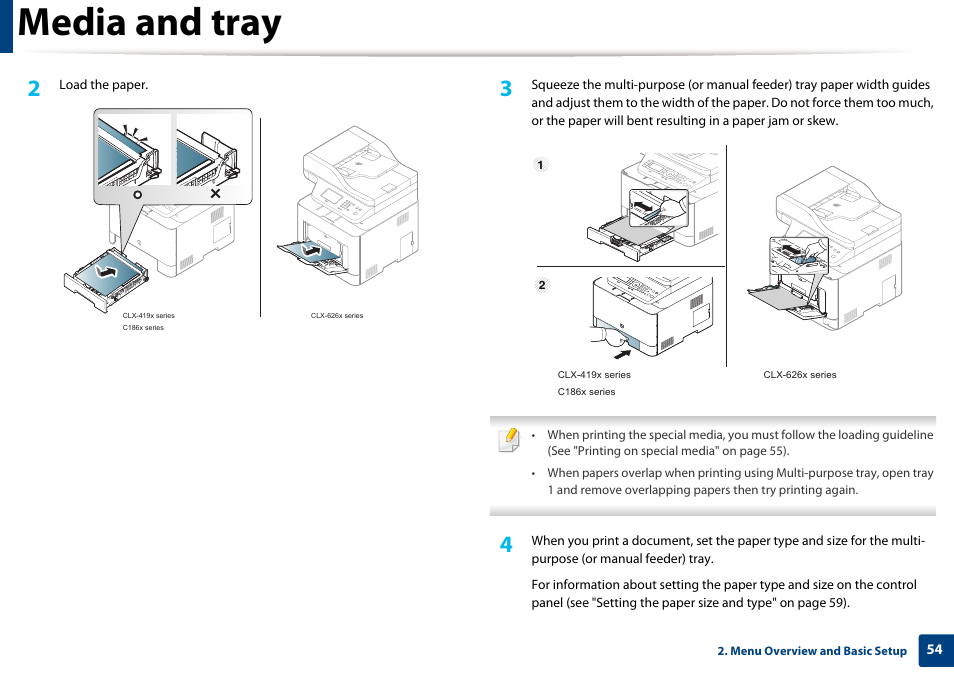 Media and tray | Samsung CLX-4195N-XAX User Manual | Page 54 / 423