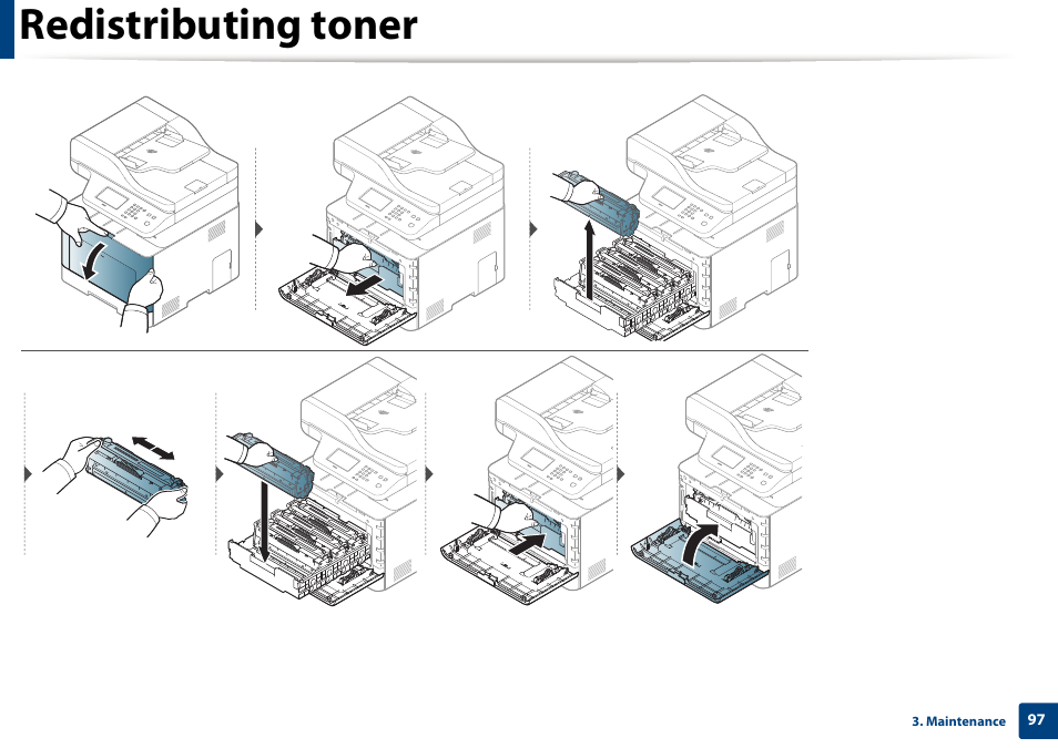 Redistributing toner | Samsung CLX-4195N-XAX User Manual | Page 97 / 423
