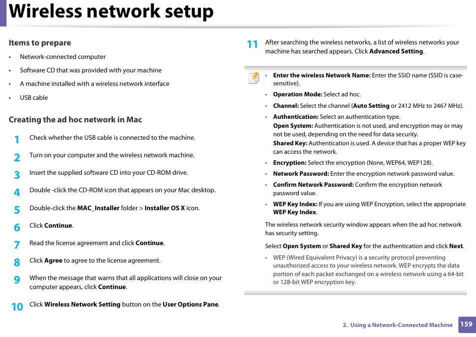 Wireless network setup | Samsung SL-M4020ND-TAA User Manual | Page 159 / 273