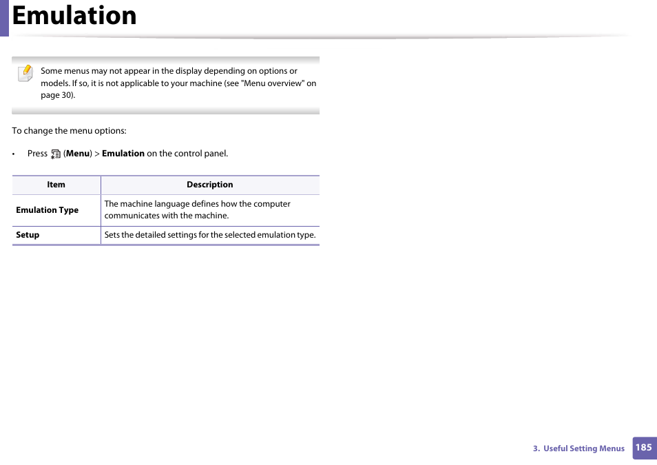 Emulation | Samsung SL-M4020ND-TAA User Manual | Page 185 / 273
