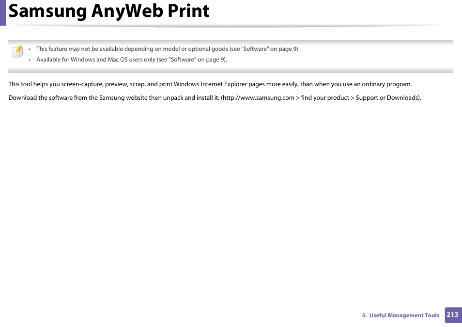 Samsung anyweb print | Samsung SL-M4020ND-TAA User Manual | Page 213 / 273