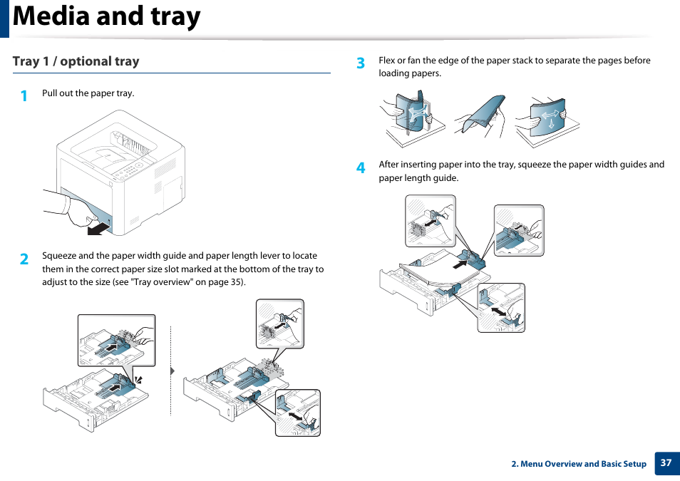Media and tray | Samsung SL-M4020ND-TAA User Manual | Page 37 / 273