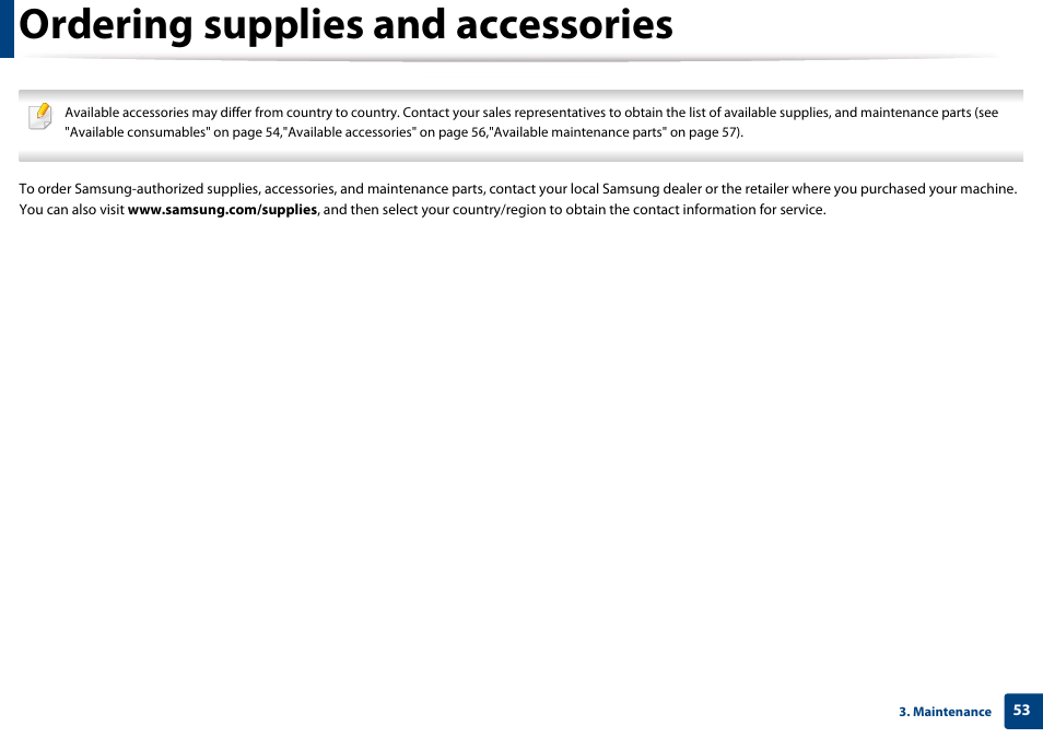 Ordering supplies and accessories | Samsung SL-M4020ND-TAA User Manual | Page 53 / 273