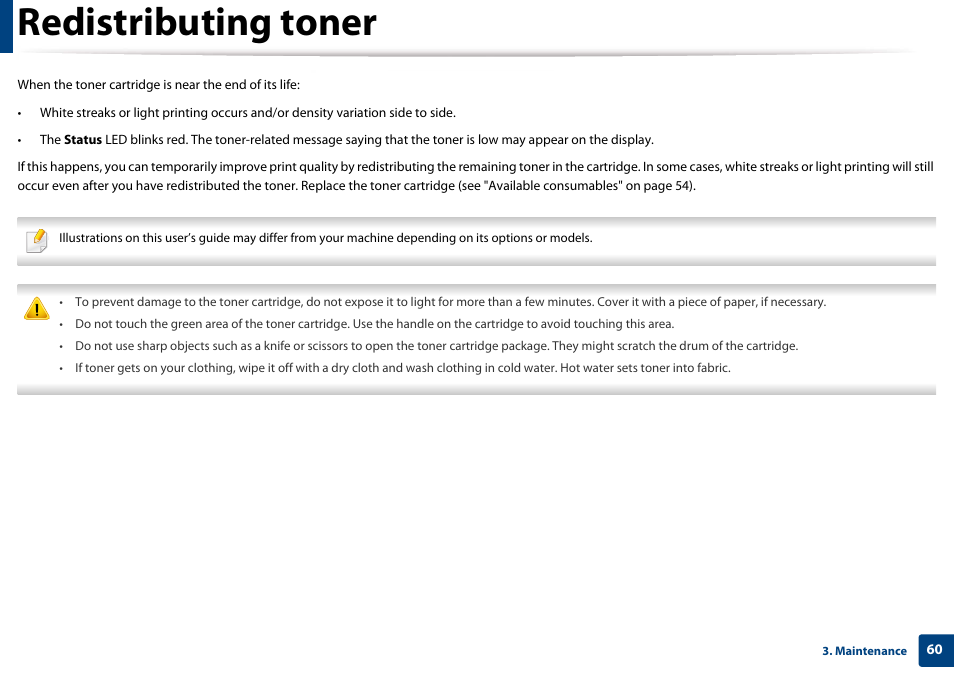 Redistributing toner | Samsung SL-M4020ND-TAA User Manual | Page 60 / 273