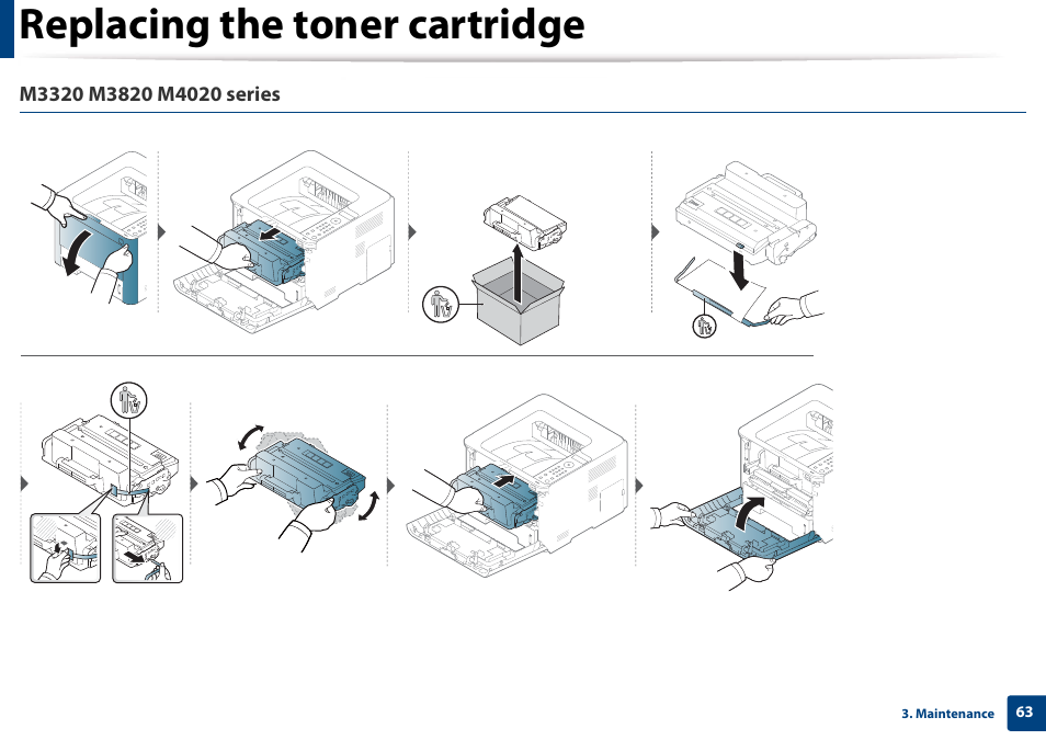 Replacing the toner cartridge | Samsung SL-M4020ND-TAA User Manual | Page 63 / 273