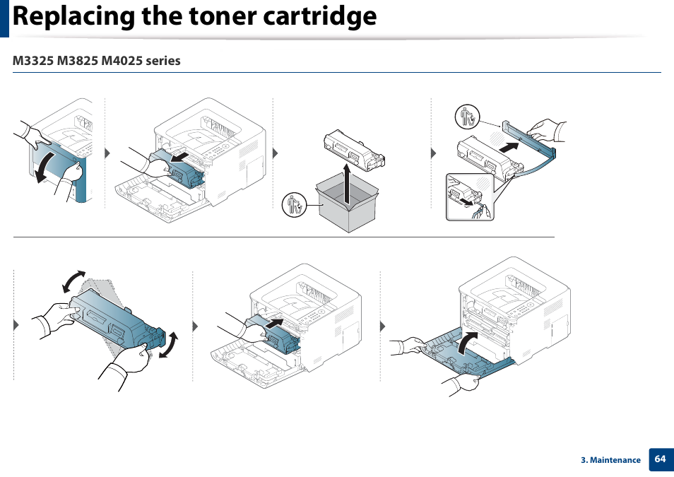 Replacing the toner cartridge | Samsung SL-M4020ND-TAA User Manual | Page 64 / 273