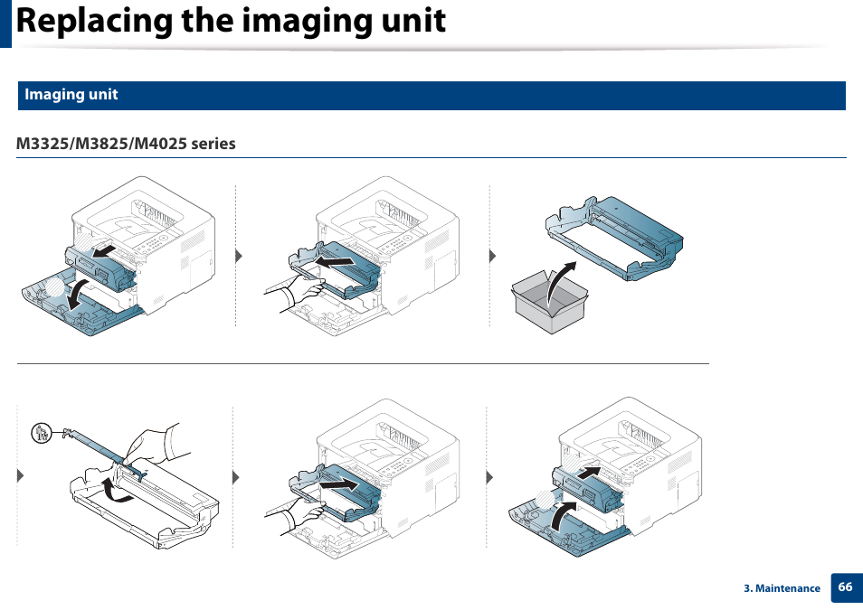 Imaging unit, Replacing the imaging unit | Samsung SL-M4020ND-TAA User Manual | Page 66 / 273