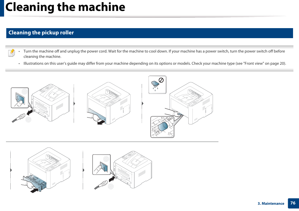 Cleaning the pickup roller, Cleaning the machine | Samsung SL-M4020ND-TAA User Manual | Page 76 / 273