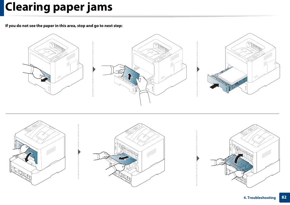 Clearing paper jams | Samsung SL-M4020ND-TAA User Manual | Page 82 / 273