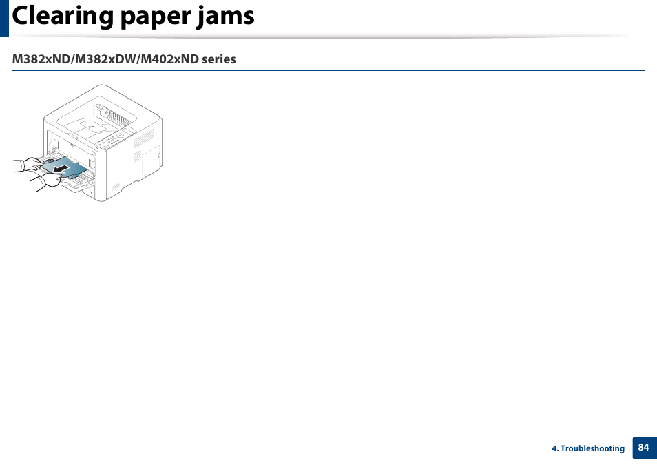 Clearing paper jams | Samsung SL-M4020ND-TAA User Manual | Page 84 / 273