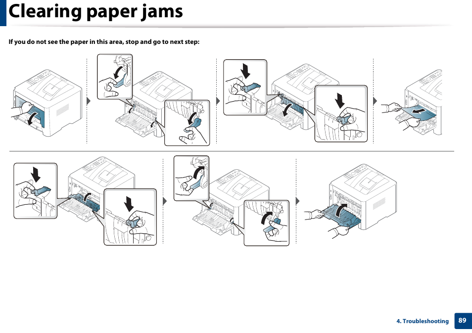 Clearing paper jams | Samsung SL-M4020ND-TAA User Manual | Page 89 / 273