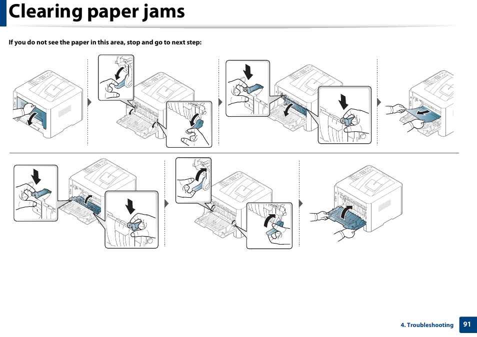 Clearing paper jams | Samsung SL-M4020ND-TAA User Manual | Page 91 / 273