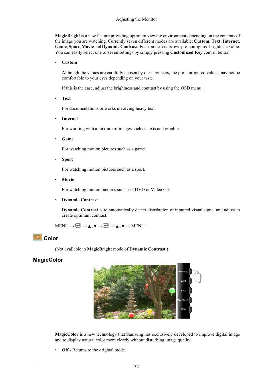 Color, Magiccolor | Samsung LS22TWHSUV-ZA User Manual | Page 33 / 96