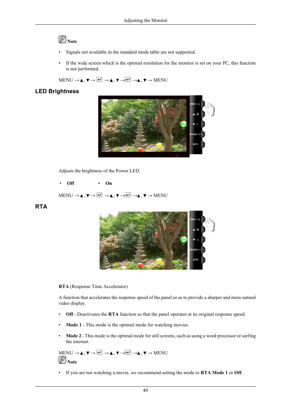 Led brightness | Samsung LS22TWHSUV-ZA User Manual | Page 41 / 96