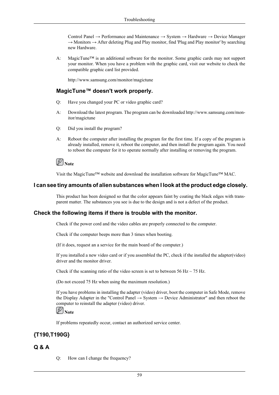 T190,t190g} q & a | Samsung LS22TWHSUV-ZA User Manual | Page 60 / 96