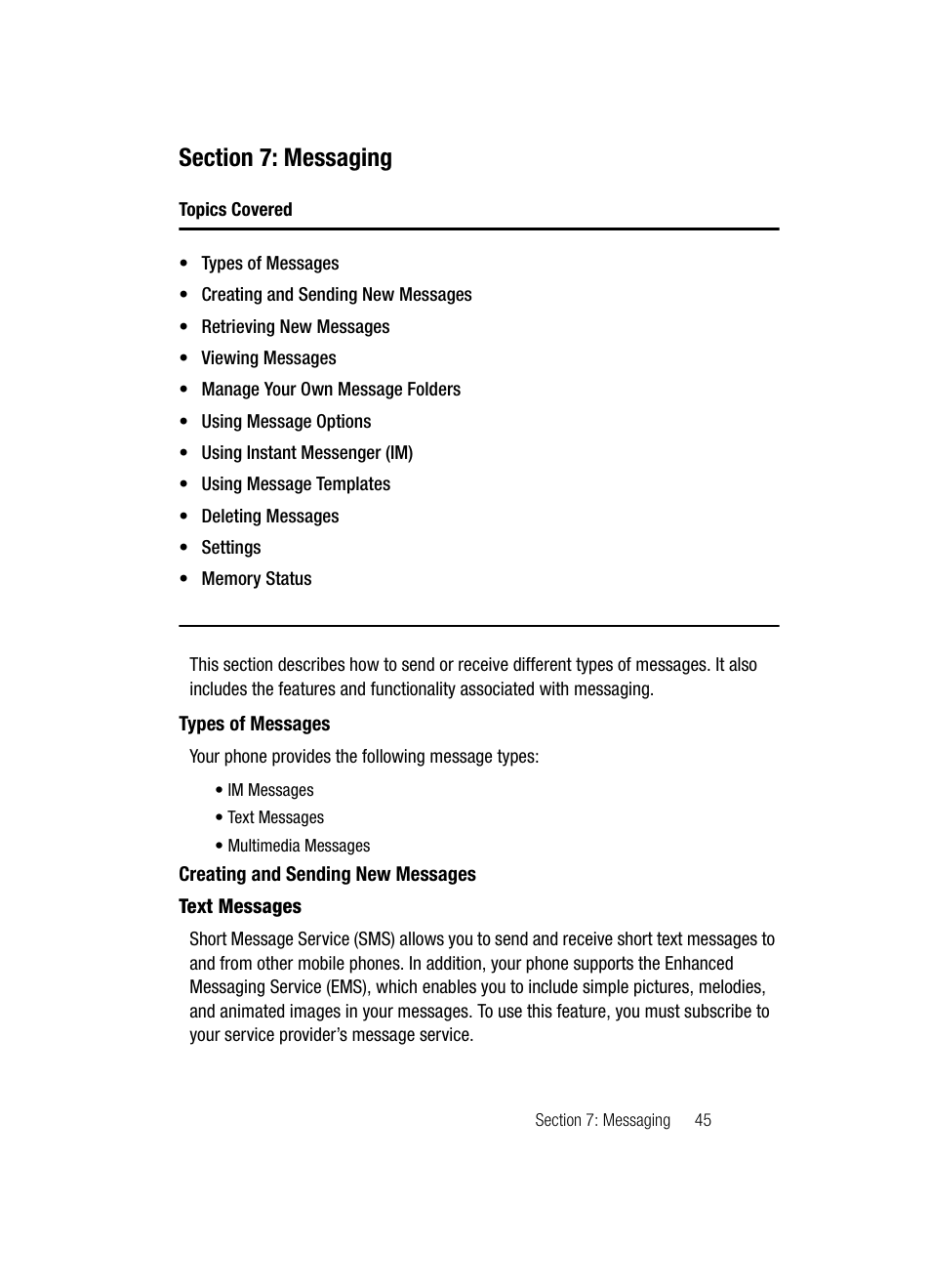 Section 7: messaging | Samsung SGH-C417ZDACIN User Manual | Page 45 / 109