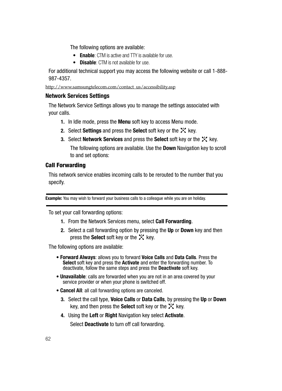 Network services settings | Samsung SGH-C417ZDACIN User Manual | Page 61 / 109