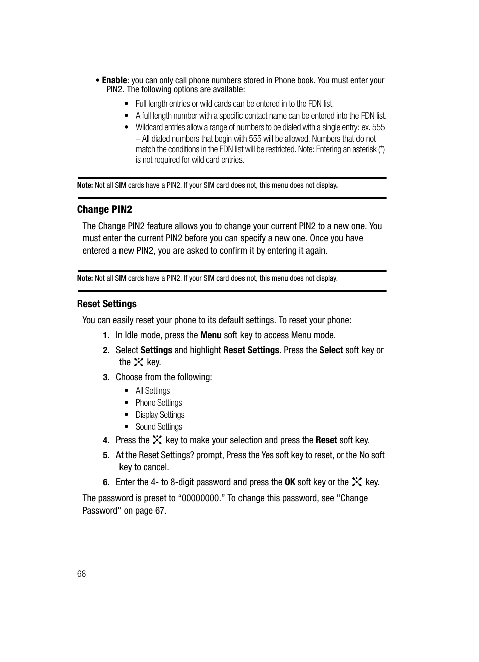 Reset settings | Samsung SGH-C417ZDACIN User Manual | Page 67 / 109