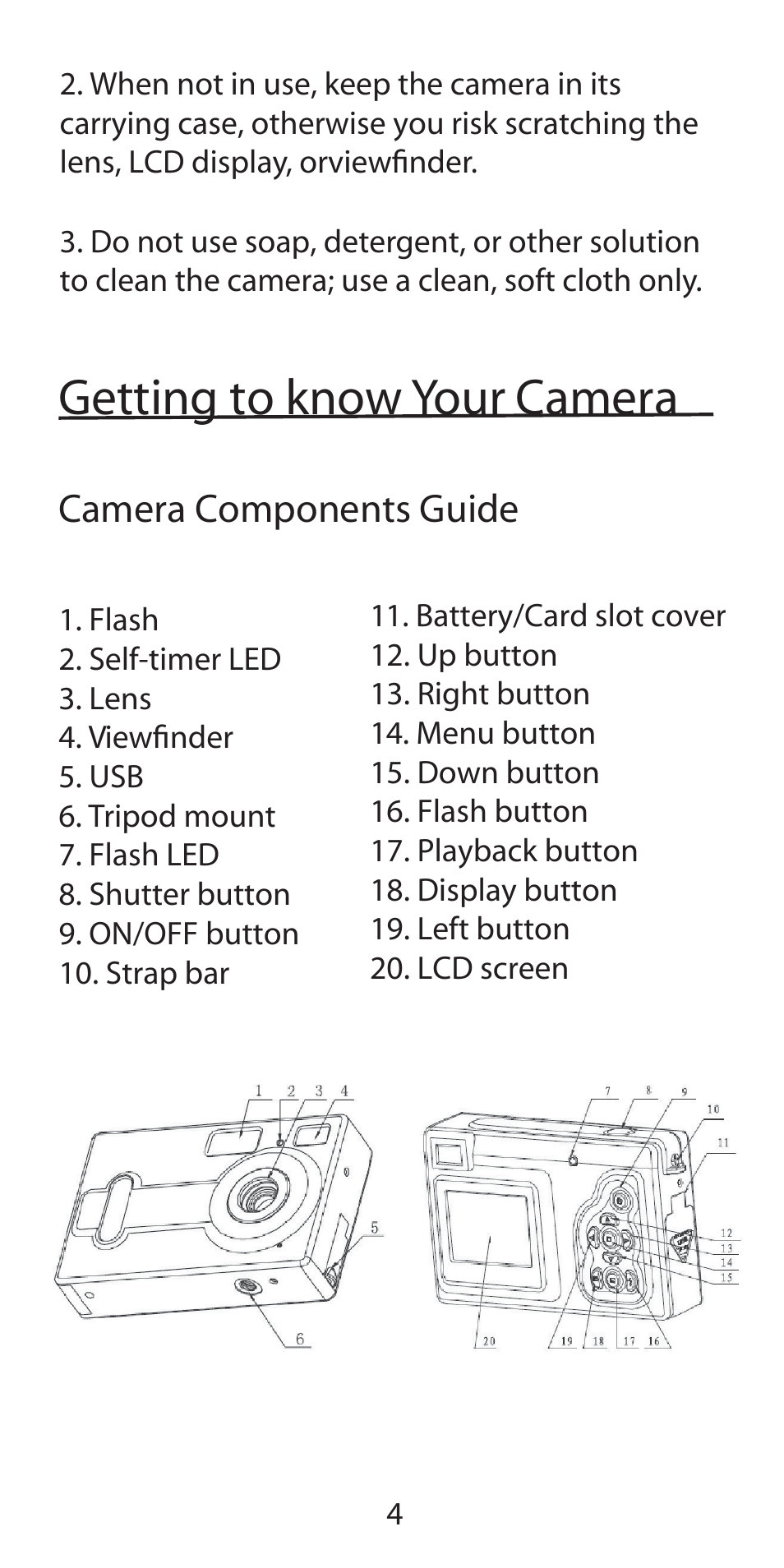 Getting to know your camera | Argus Camera Argus DC-5190 User Manual | Page 4 / 21