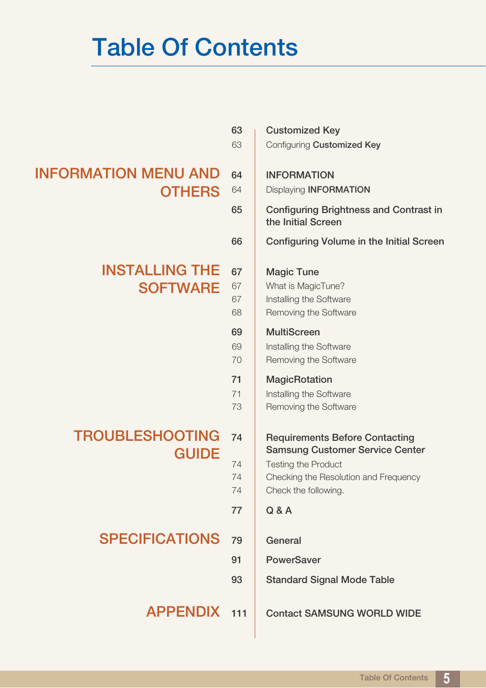 Samsung LS19C45KBRV-GO User Manual | Page 5 / 122