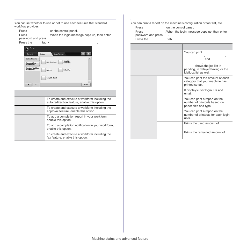 Standard workflow management, Printing a report | Samsung SCX-5835FN-XAR User Manual | Page 103 / 147