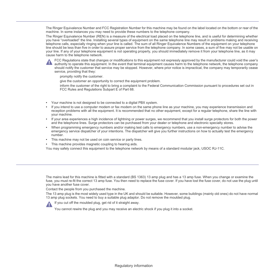 Ringer equivalence number, Replacing the fitted plug (for uk only) | Samsung SCX-5835FN-XAR User Manual | Page 11 / 147