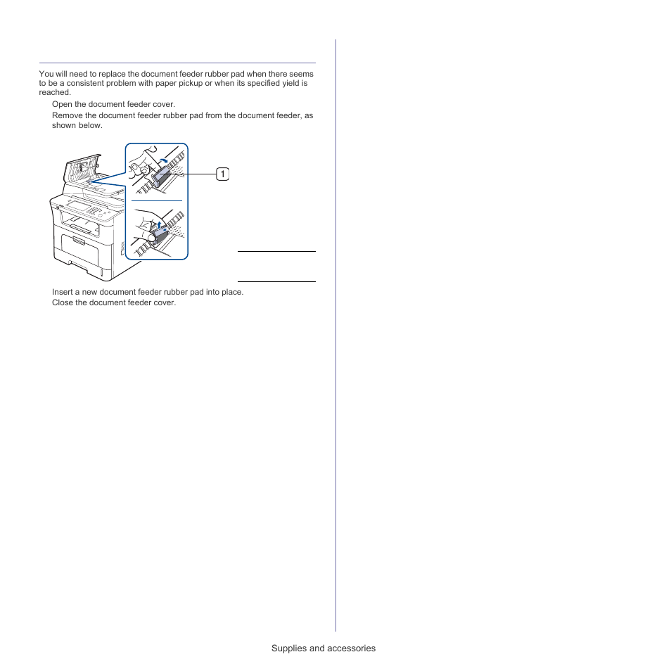 Replacing the document feeder rubber pad | Samsung SCX-5835FN-XAR User Manual | Page 135 / 147