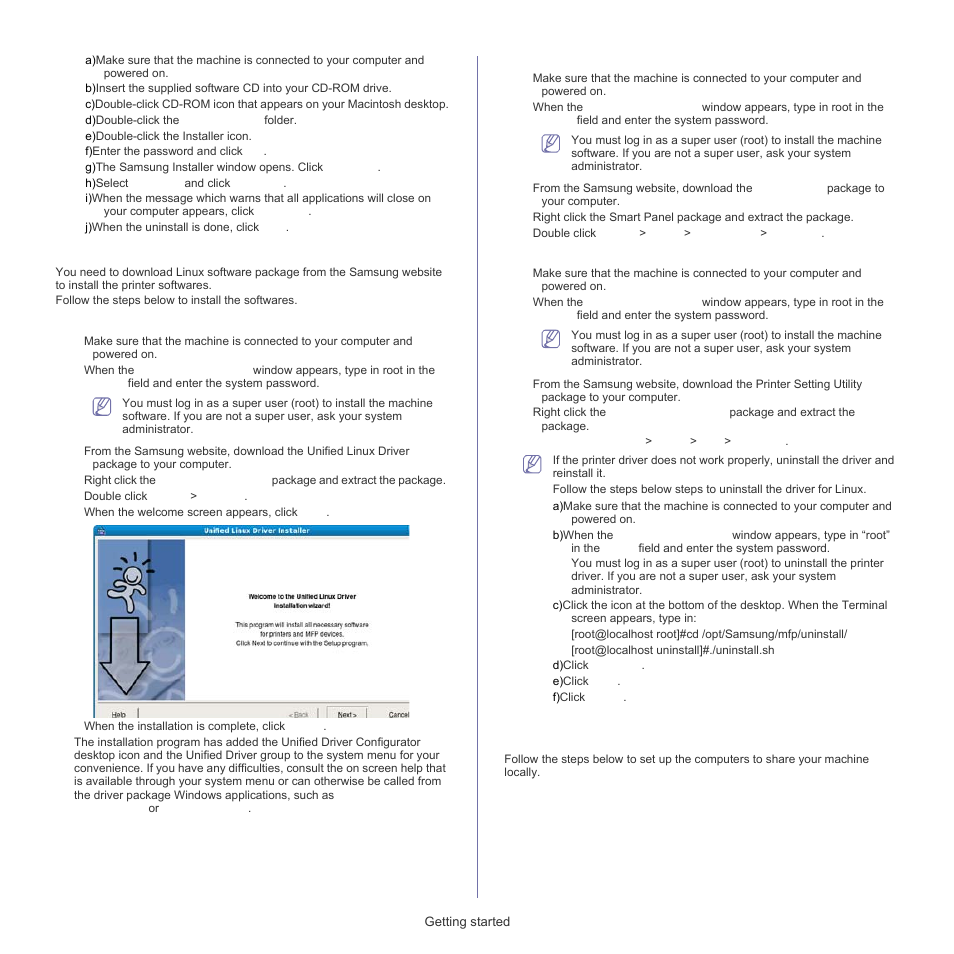 Sharing your machine locally, Linux | Samsung SCX-5835FN-XAR User Manual | Page 28 / 147