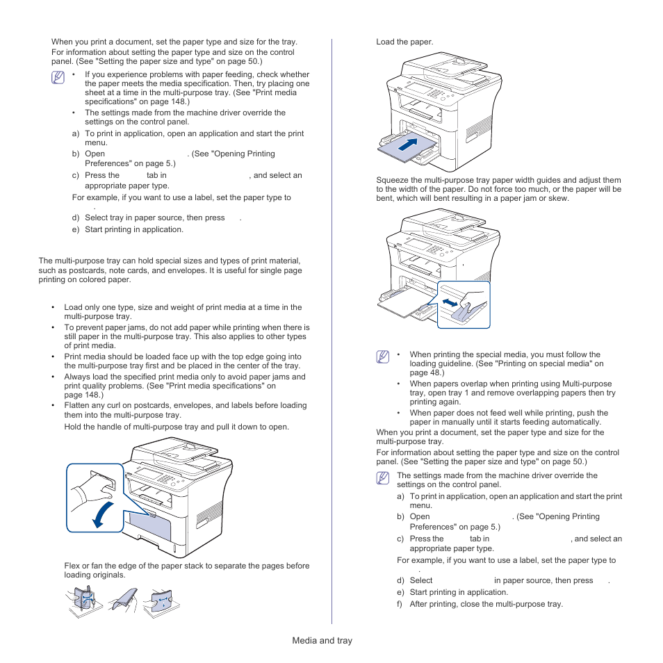 Multi-purpose tray | Samsung SCX-5835FN-XAR User Manual | Page 39 / 147