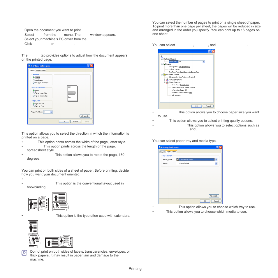 Understanding ps, Understanding ps driver’s printing preferences | Samsung SCX-5835FN-XAR User Manual | Page 55 / 147