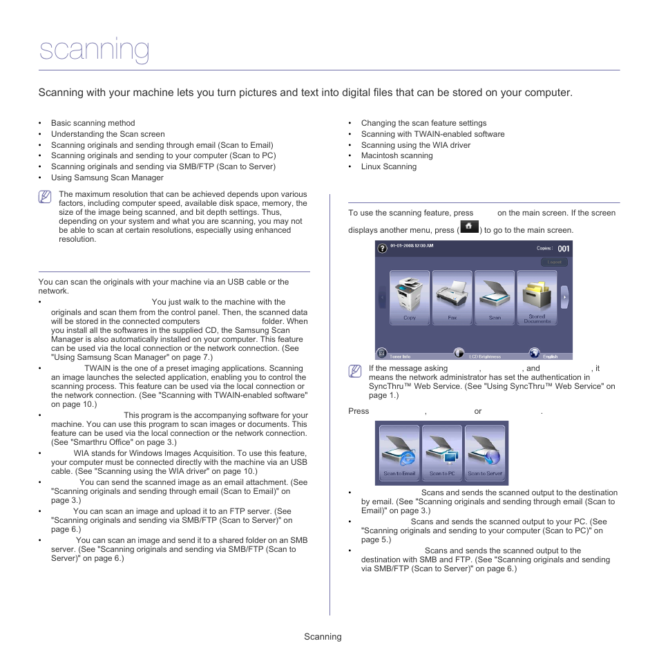 Scanning, Basic scanning method, Understanding the scan screen | Samsung SCX-5835FN-XAR User Manual | Page 63 / 147