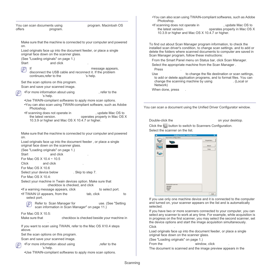 Macintosh scanning, Linux scanning, Scanning with usb | Scanning with network, Scanning | Samsung SCX-5835FN-XAR User Manual | Page 73 / 147