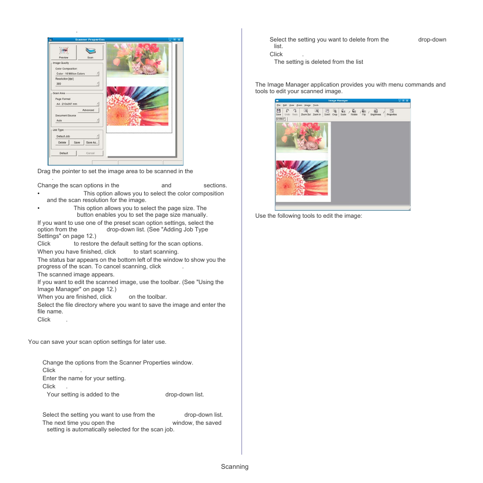 Adding job type settings, Using the image manager | Samsung SCX-5835FN-XAR User Manual | Page 74 / 147