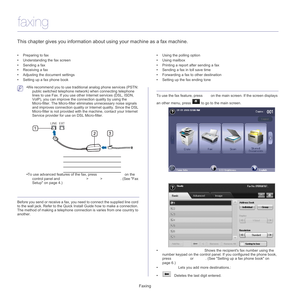 Faxing, Preparing to fax, Understanding the fax screen | Basic tab | Samsung SCX-5835FN-XAR User Manual | Page 76 / 147