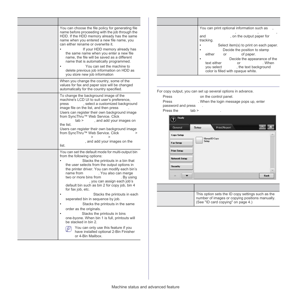Copy setup | Samsung SCX-5835FN-XAR User Manual | Page 96 / 147