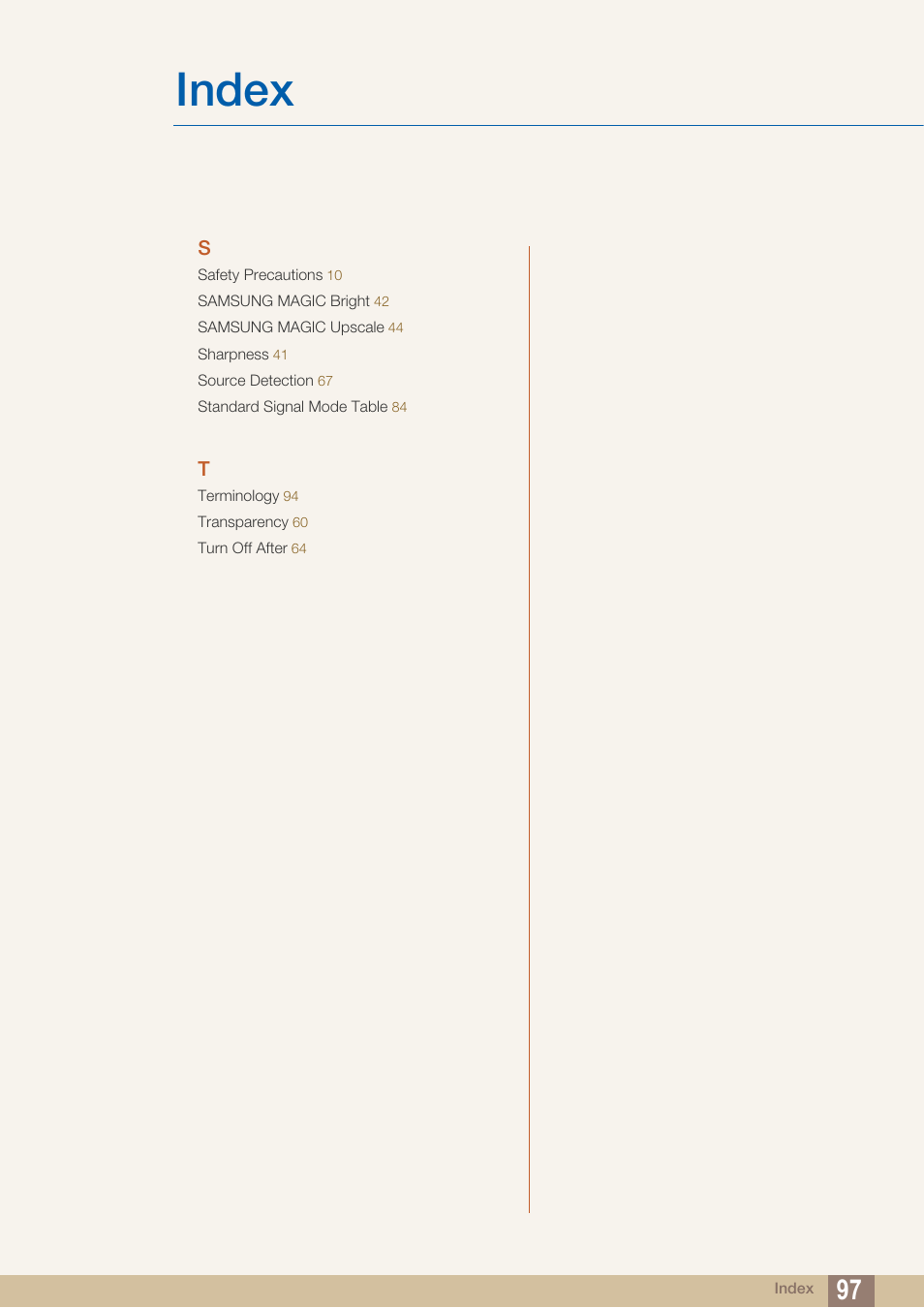 Index | Samsung LS24C750PS-ZA User Manual | Page 97 / 97