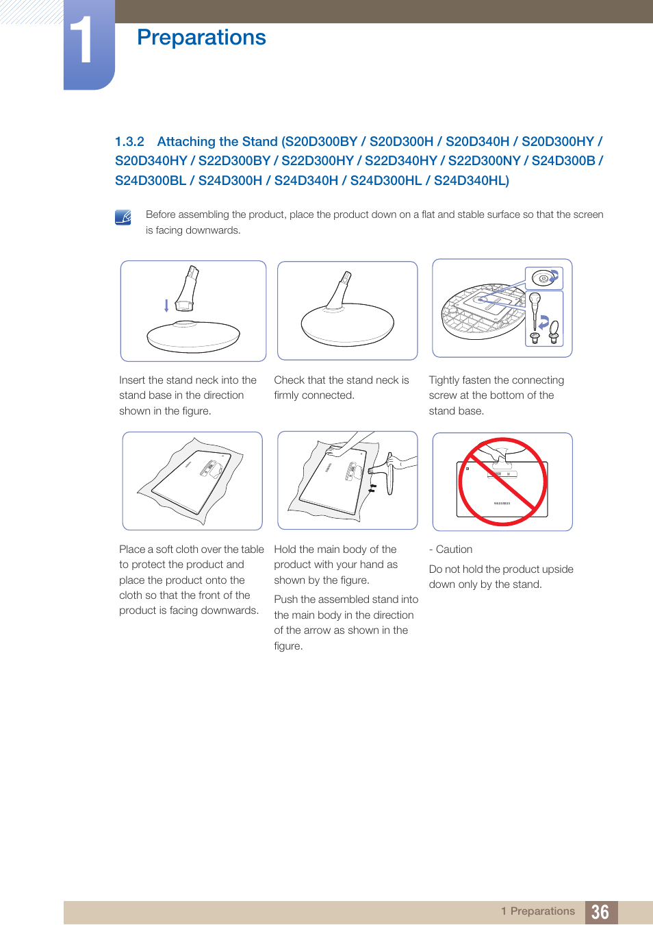 Preparations | Samsung LS22D300NY-ZA User Manual | Page 36 / 120