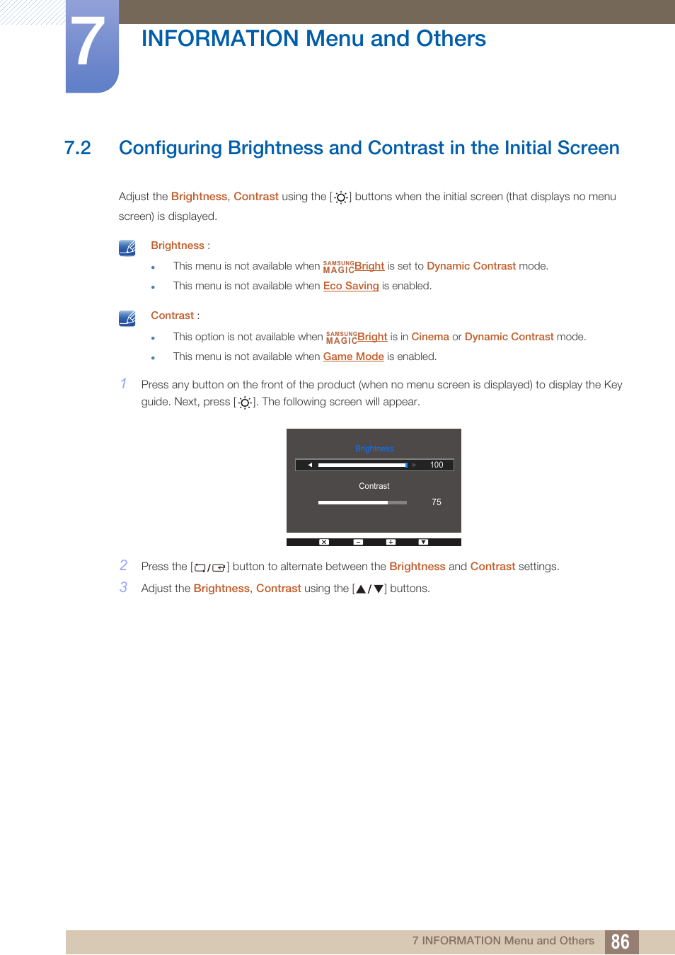 Information menu and others | Samsung LS22D300NY-ZA User Manual | Page 86 / 120