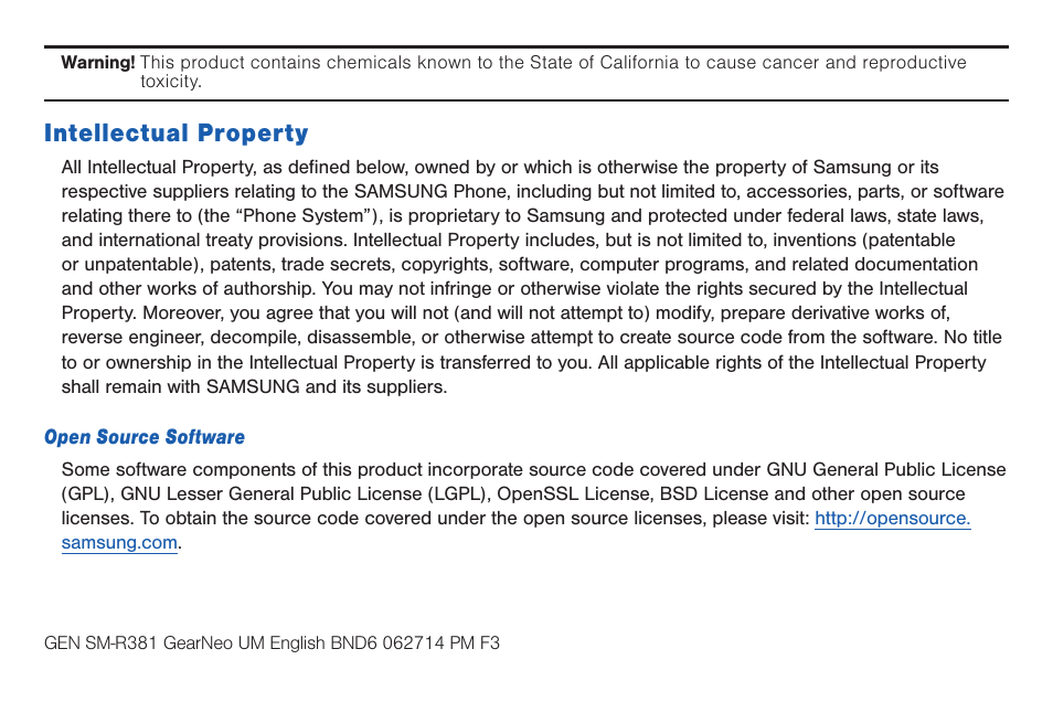 Intellectual property | Samsung SM-R3810ZOAXAR User Manual | Page 2 / 95