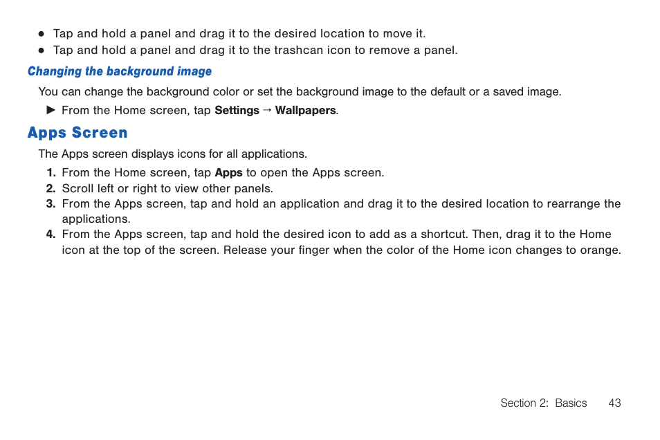 Apps screen | Samsung SM-R3810ZOAXAR User Manual | Page 43 / 95