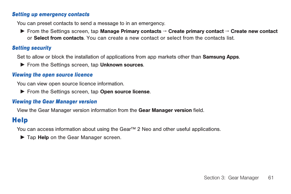 Help | Samsung SM-R3810ZOAXAR User Manual | Page 61 / 95