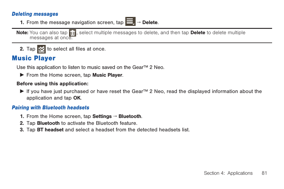 Music player | Samsung SM-R3810ZOAXAR User Manual | Page 81 / 95