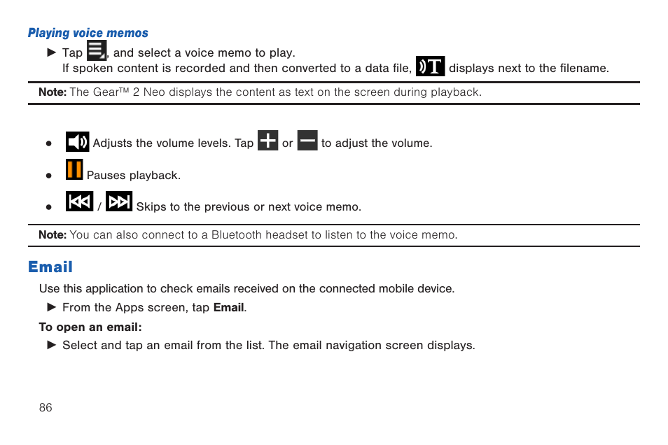 Email | Samsung SM-R3810ZOAXAR User Manual | Page 86 / 95