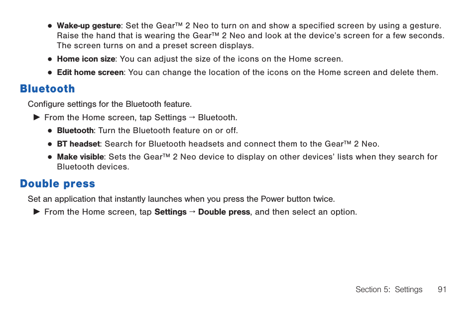 Bluetooth, Double press, Bluetooth double press | Samsung SM-R3810ZOAXAR User Manual | Page 91 / 95