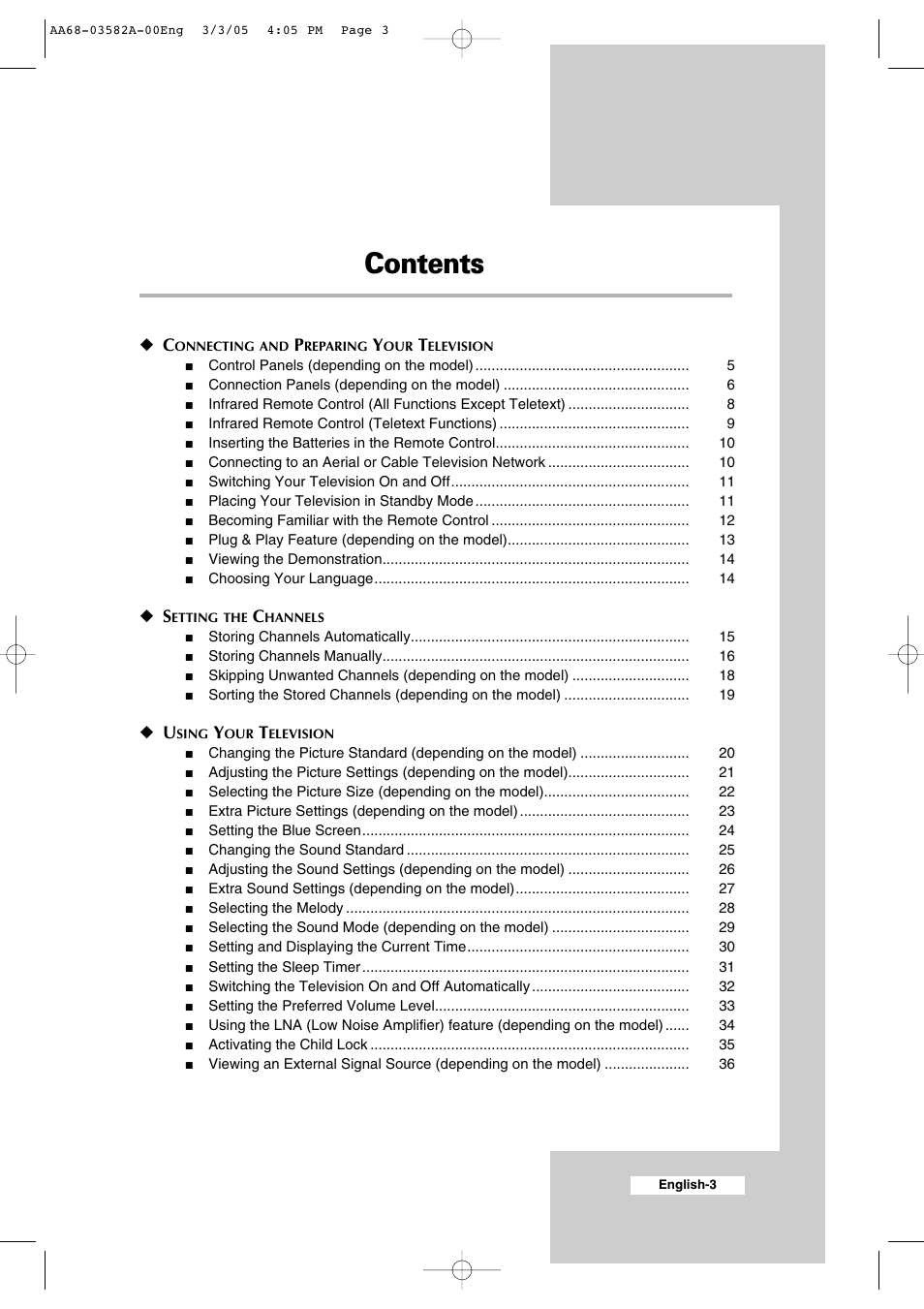 Samsung CS29K30MLDXAAG User Manual | Page 3 / 48