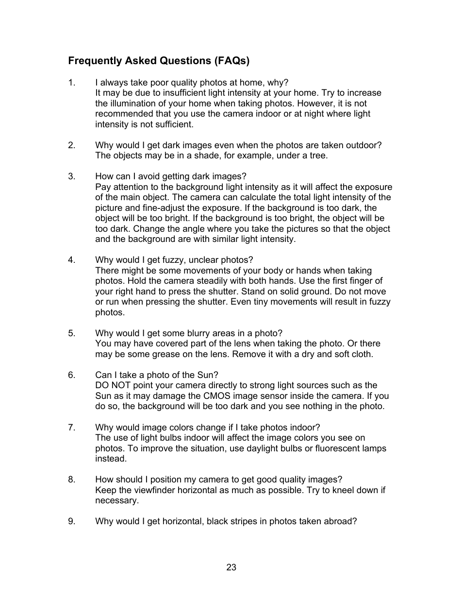 Frequently asked questions (faqs) | Argus Camera DC1500N User Manual | Page 24 / 26