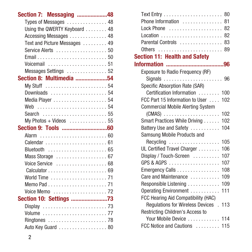 Samsung SPH-M390ZSAVMU User Manual | Page 6 / 133