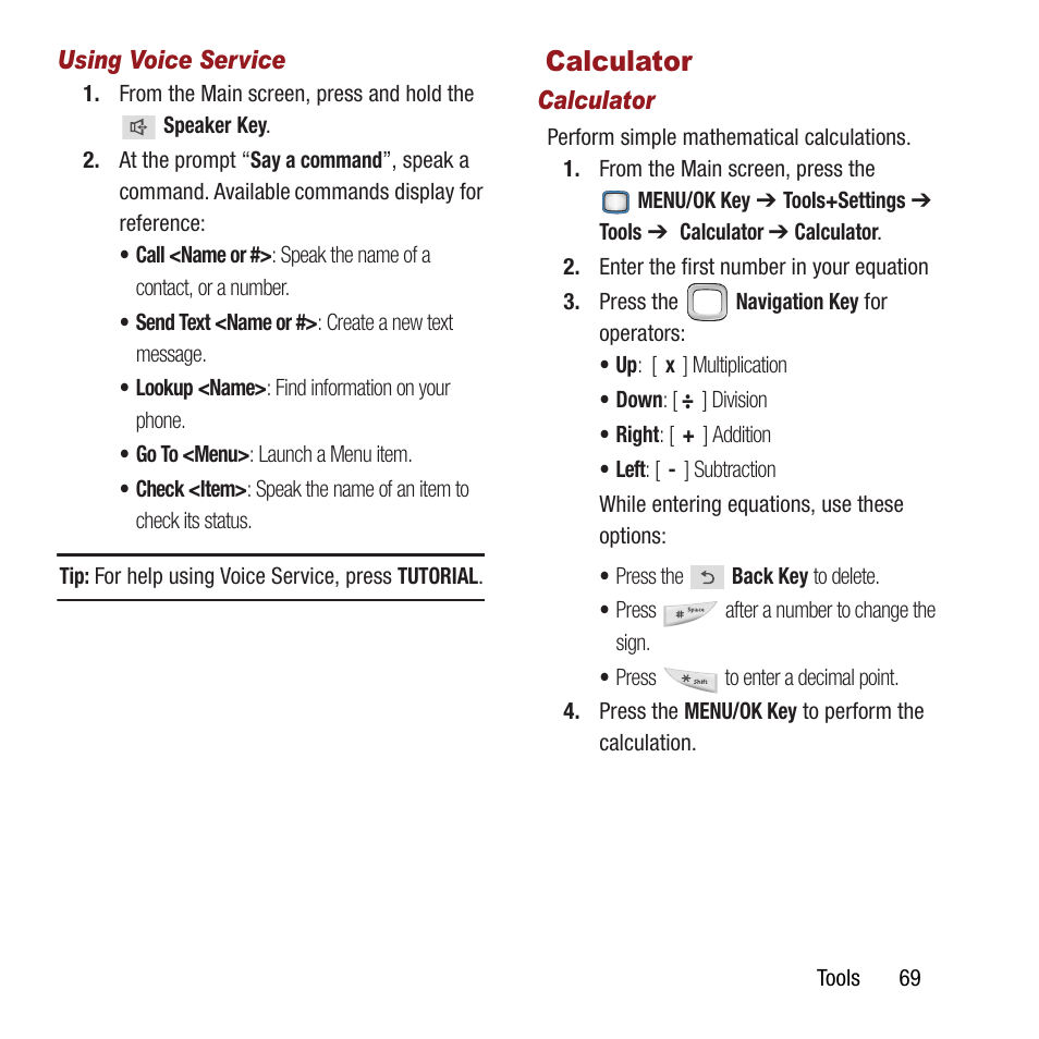 Calculator | Samsung SPH-M390ZSAVMU User Manual | Page 73 / 133