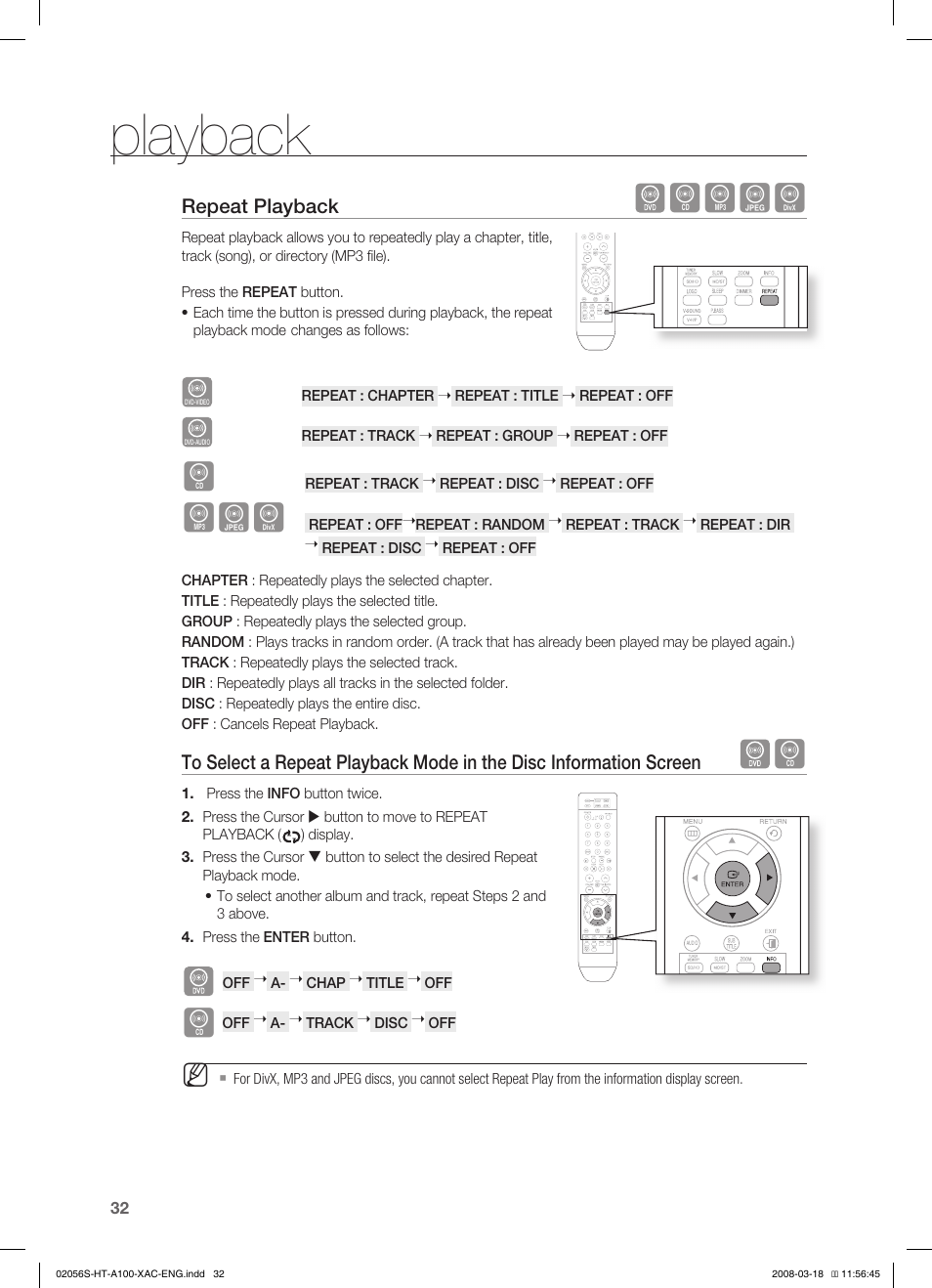 Playback, Bagd | Samsung HT-A100T-XAA User Manual | Page 32 / 60