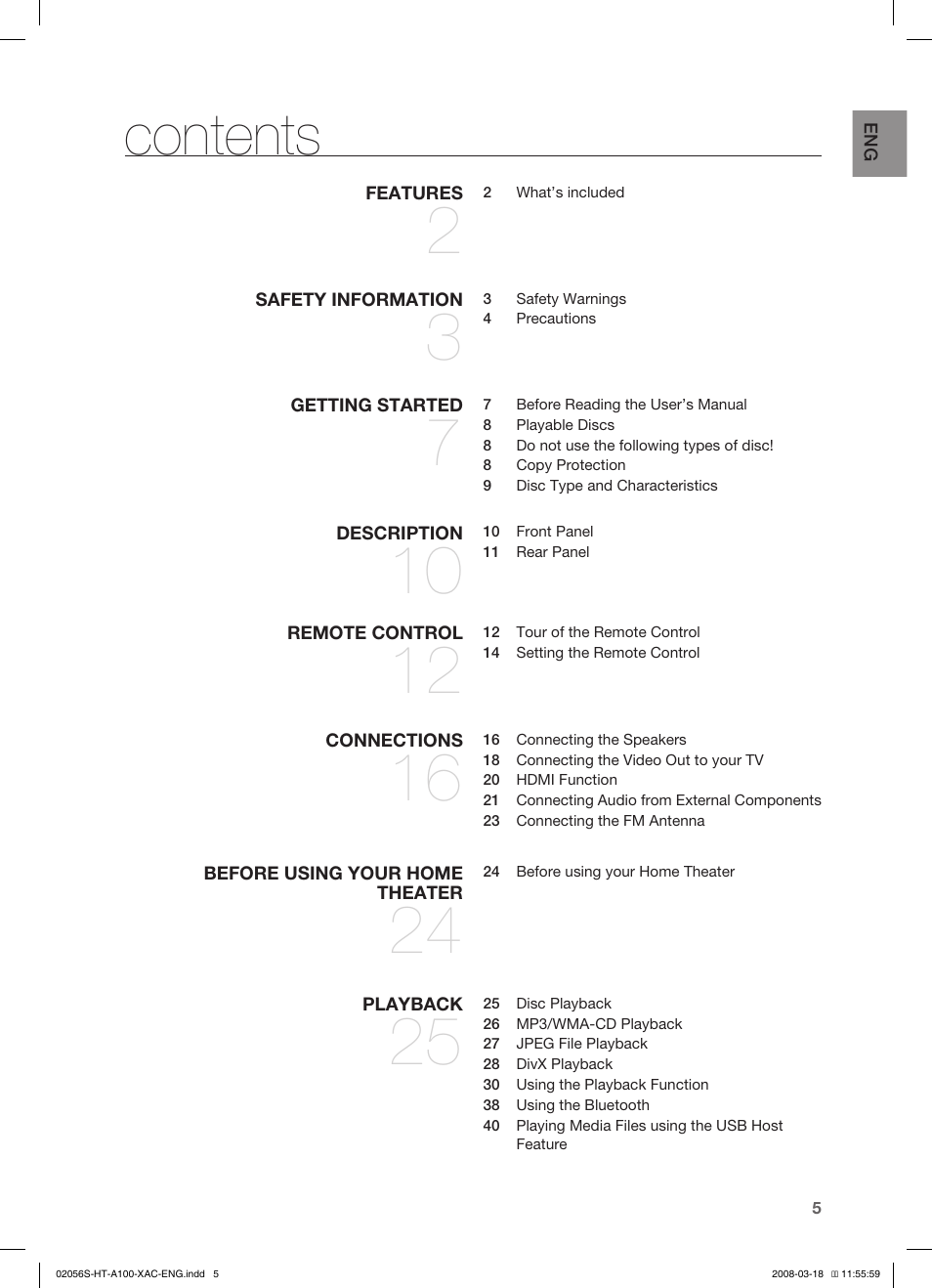 Samsung HT-A100T-XAA User Manual | Page 5 / 60